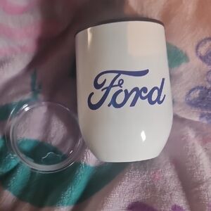 Ford White Tumbler with Blue Logo